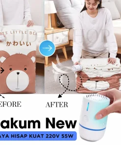Vakum Baju Vacum Bag Pakaian Traveling Elektrik Tas Penyimpanan Listrik 220V 55W