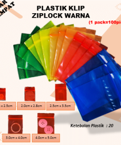 Plastik Klip Kemasan Ziplock Bahan Tebal Warna Warni Polos Isi 100 Pc