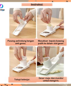 Pengiris Bawang Putih Merah Mini Parutan Manual Baja Tahan Karat - Gambar 10