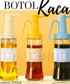 Botol Serbaguna Minyak Goreng Kecap Cuka Bahan Kaca PET 500ml Model Pump