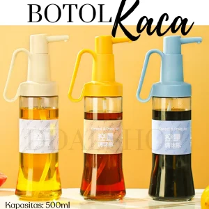 Botol Serbaguna Minyak Goreng Kecap Cuka Bahan Kaca PET 500ml Model Pump