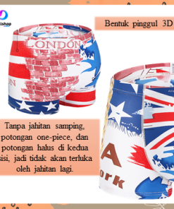 CD Laki laki Boxer Pria Remaja Bahan Ice Silk Nylon Motif Import - Gambar 6