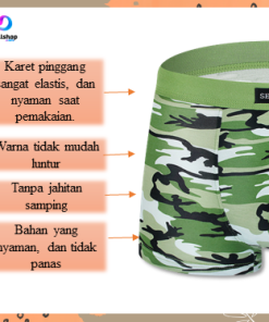 Alternative view of Celana Dalam Laki laki Boxer Pria Remaja Bahan Katun Motif Army Loreng Import