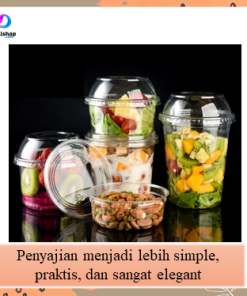 Mangkok Plastik Transparant Kemasan Makanan Serbaguna Tempat Salad Buah Dessert Cup Cake Box Bahan PET - Gambar 5