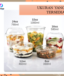 Mangkok Plastik Transparant Kemasan Makanan Serbaguna Tempat Salad Buah Dessert Cup Cake Box Bahan PET - Gambar 4