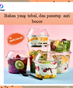 Mangkok Plastik Transparant Kemasan Makanan Serbaguna Tempat Salad Buah Dessert Cup Cake Box Bahan PET