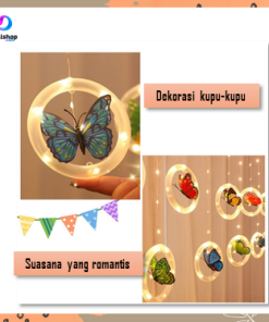 Lampu Led Tumblr Tirai Dekorasi Ruangan Motif Kupu-Kupu - Gambar 4