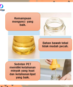 Botol Serbaguna Minyak Goreng Kecap Cuka Bahan Kaca PET 500ml Model Pump - Gambar 3