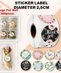 Stiker Label Thank You Untuk Segel Box Makanan Ukuran 2,5cm