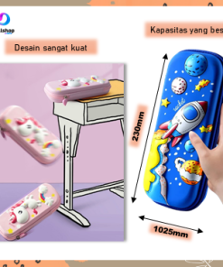 Kotak Pensil Anak Perempuan dan Laki-Laki 3D Karakter Bahan EVA Timbul Anti - Gambar 4