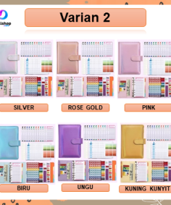 Binder A6 Polos Glossy Notebook Buku Catatan Agenda PU Leather Budget Planner Organizer Cash - Gambar 3