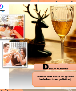 Gelas Wine Champagne Plastik Bening Mewah Bentuk Ulir Kaki Tinggi Bahan PS 8oz 240ml