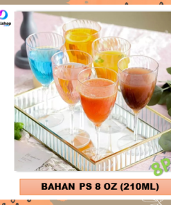Gelas Wine Champagne Plastik Bening Mewah Bentuk Ulir Kaki Tinggi Bahan PS 8oz 240ml - Gambar 4