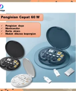 Kotak Tempat Penyimpanan Kabel Data Charger Fast Charging 60W Lightning Iphone Konektor Adapto USB Type C Mikro