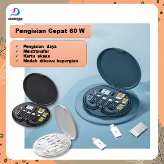 Kotak Tempat Penyimpanan Kabel Data Charger Fast Charging 60W Lightning Iphone Konektor Adapto USB Type C Mikro