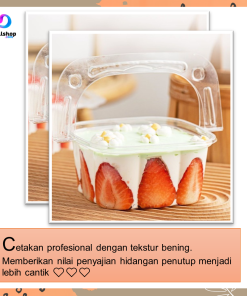 Kotak  Box Hantaran Kue Cake Tart Mika Cup Dessert Puding Unik Transparant jinjing - Gambar 8