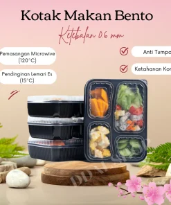 Tempat Kotak Makan Box Mika Bento Sekat 4 Premium Quality Tahan Panas dan Aman
