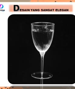 Gelas Wine Champagne Plastik Bening Mewah Bentuk Ulir Kaki Tinggi Bahan PS 8oz 240ml - Gambar 6