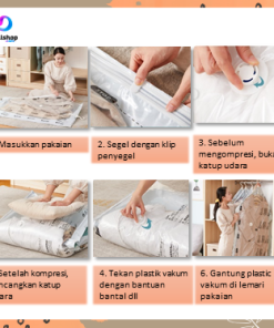Plastik Vacum Baju Gantung Vacuum Bag Plastic Kantong Plastik Pakaian Bahan PA+PE - Gambar 5