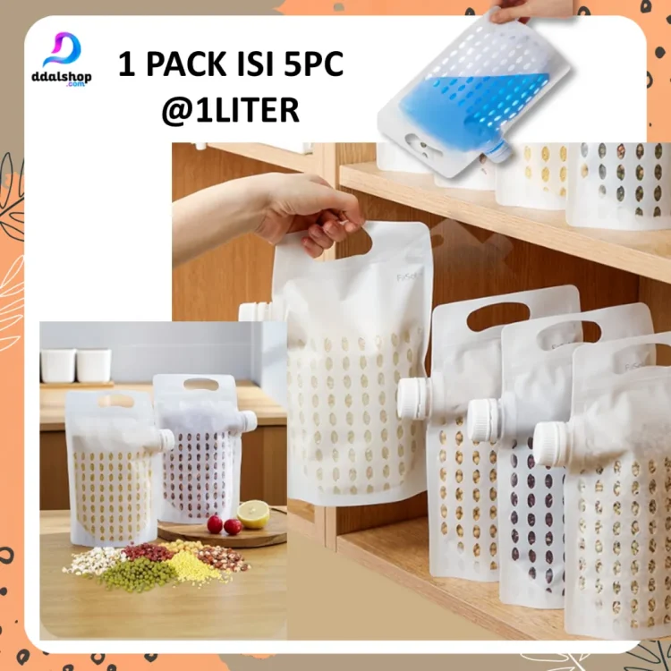 Standing Pouch Tas Plastik Tempat Penyimpanan Beras Kemasan Makanan dan Minuman Transparan Foodgrade Portable