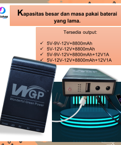 DC Mini UPS Portable untuk CCTV Wifi Router USB 5V/9V/12V 5V/12V/12V with Adaptor 12V 2A
