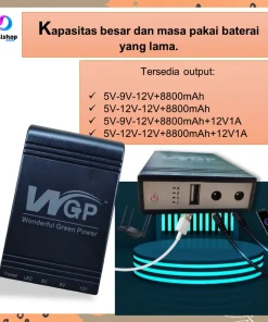 DC Mini UPS Portable untuk CCTV Wifi Router USB 5V/9V/12V 5V/12V/12V with Adaptor 12V 2A