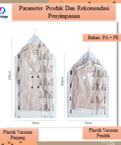 Plastik Vacum Baju Gantung Vacuum Bag Plastic Kantong Plastik Pakaian Bahan PA+PE - Gambar 3
