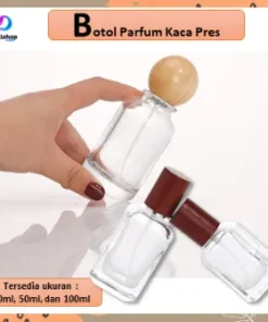 Botol Kosong Parfum Refil Spray Pres Parfume Bottle Bahan Kaca Tebal Tutup Botol Motif Kayu Estetik 30ml 50ml 100ml
