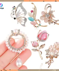 Aksesoris Fashion Wanita Brooch Hijab Bross Blazer Motif Bunga Mutiara Mewah Premium