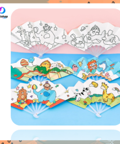 Kipas Tangan Lipat Mewarnai Craft Gambar Edukasi Anak dengan Cat Air Spidol Watercolor