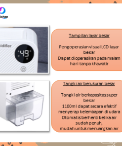 Dehumidifier Ruangan Kamar Penyerap Kelembaban Serap Air Portable 23W 1100ml - Gambar 4