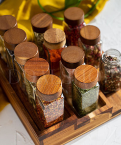 Toples Kaca Botol Bumbu Kering Bubuk Tutup Kayu Aesthetic 120ml Free Stiker dan Penyaring - Gambar 7
