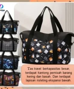 Tas Travel Motif Hand Bag Wanita Lipat Jumbo Anti Air Handbag Travelling Olahraga