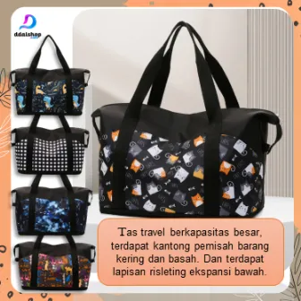 Tas Travel Motif Hand Bag Wanita Lipat Jumbo Anti Air Handbag Travelling Olahraga