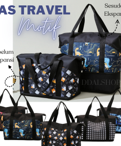 Tas Travel Motif Hand Bag Wanita Lipat Jumbo Anti Air Handbag Travelling Olahraga