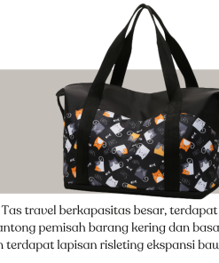 Tas Travel Motif Hand Bag Wanita Lipat Jumbo Anti Air Handbag Travelling Olahraga - Gambar 4