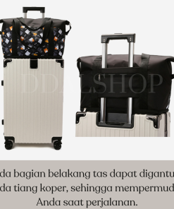 Tas Travel Motif Hand Bag Wanita Lipat Jumbo Anti Air Handbag Travelling Olahraga - Gambar 5