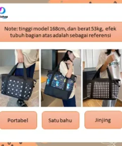 Alternative view of Tas Travel Motif Hand Bag Wanita Lipat Jumbo Anti Air Handbag Travelling Olahraga