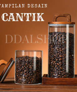 Alternative view of Toples Kaca Bening Aesthetic Food Container Kotak Penyimpanan Makanan Kue Kering Cookies Lebaran Kedap Udara Tutup Kayu
