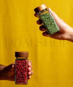 Toples Kaca Botol Bumbu Kering Bubuk Tutup Kayu Aesthetic 120ml Free Stiker dan Penyaring - Gambar 8