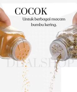 Toples Kaca Botol Bumbu Kering Bubuk Tutup Kayu Aesthetic 120ml Free Stiker dan Penyaring - Gambar 4