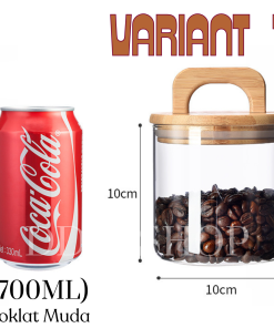 Toples Kaca Bening Aesthetic Food Container Kotak Penyimpanan Makanan Kue Kering Cookies Lebaran Kedap Udara Tutup Kayu - Gambar 9