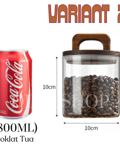 Toples Kaca Bening Aesthetic Food Container Kotak Penyimpanan Makanan Kue Kering Cookies Lebaran Kedap Udara Tutup Kayu - Gambar 10