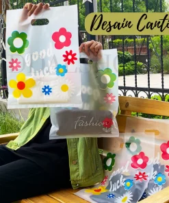 Alternative view of Kantong Plastik Bening Motif Print Bunga Lucu Plastic Kresek Kemasan Goodie Bag Bahan HDPE
