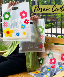 Kantong Plastik Bening Motif Print Bunga Lucu Plastic Kresek Kemasan Goodie Bag Bahan HDPE - Gambar 4