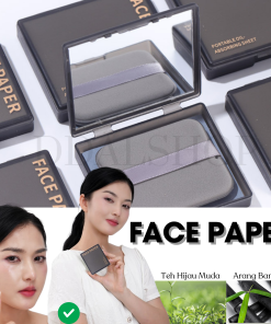 Kertas Minyak Wajah Face Oil Control Menyerap Mengatasi Kulit Berminyak Dengan Kotak Kaca Dan Puff Bedak