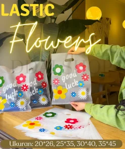 Kantong Plastik Bening Motif Print Bunga Lucu Plastic Kresek Kemasan Goodie Bag Bahan HDPE