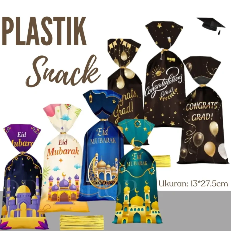 Plastik Snack Lebaran GoodieBag Hampers Idul Fitri Plastic Eid Mubarak Tas Bingkisan Graduation 12Pc