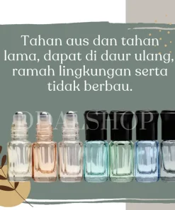 Alternative view of Botol Parfum Roll On Mini Transparan Warna Warni Bottle Kaca Kosong Isi Ulang Refill Size 3ml