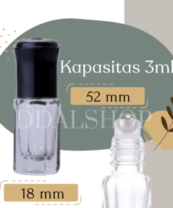 Botol Parfum Roll On Mini Transparan Warna Warni Bottle Kaca Kosong Isi Ulang Refill Size 3ml - Gambar 3